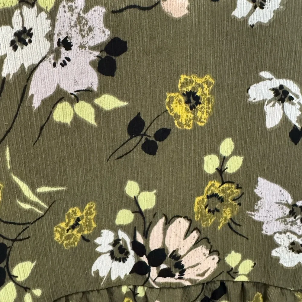 Madewell Olive Floral Blouse #186 - Picture 3 of 4